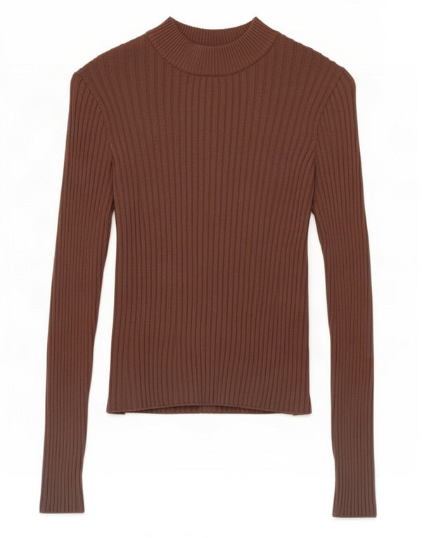 Zara Damen Cut-Out Crop Top Langarm UK 8 Small Braun
