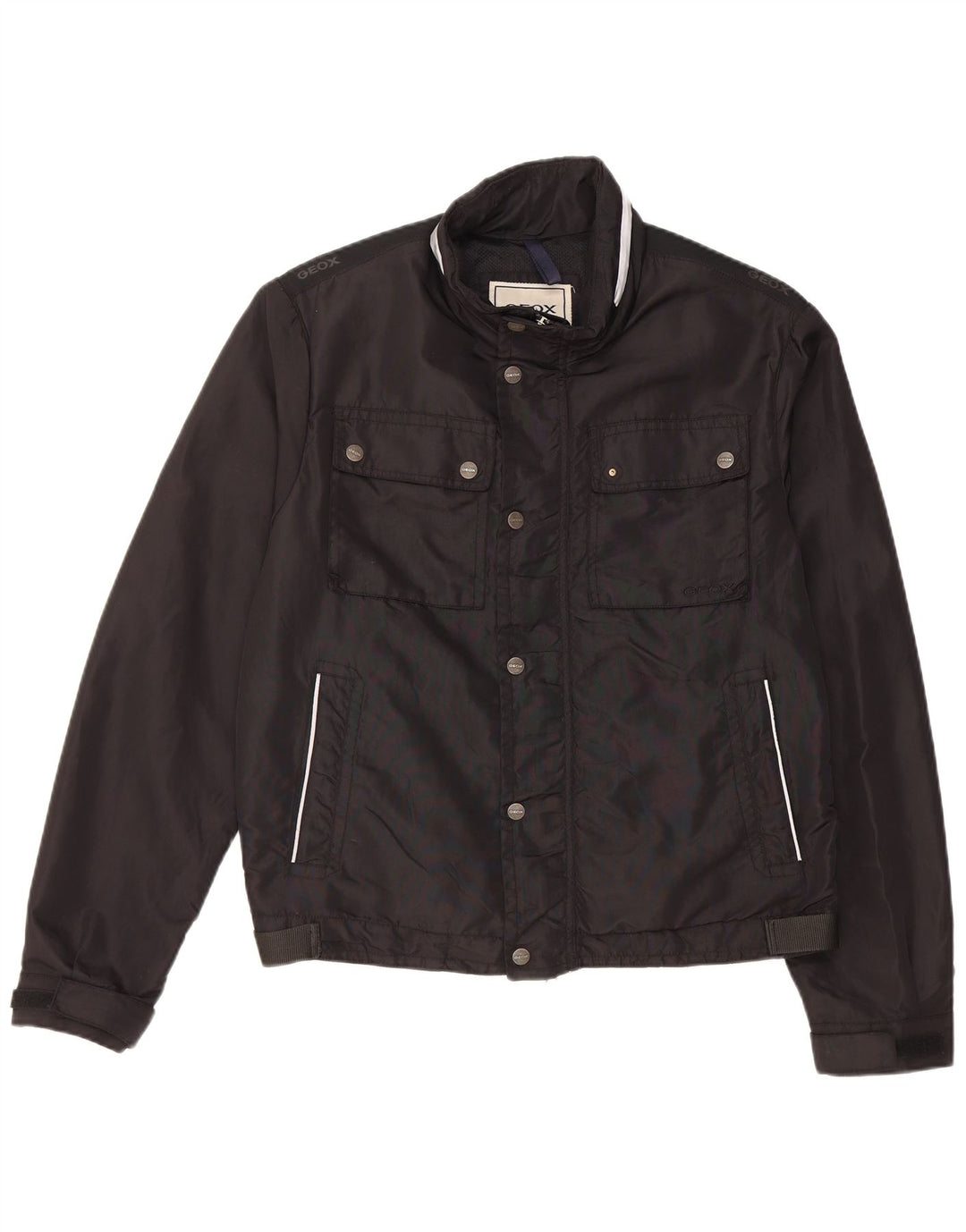 Geox Herren-Utility-Jacke mit Kapuze, UK 40, großes schwarzes Polyamid