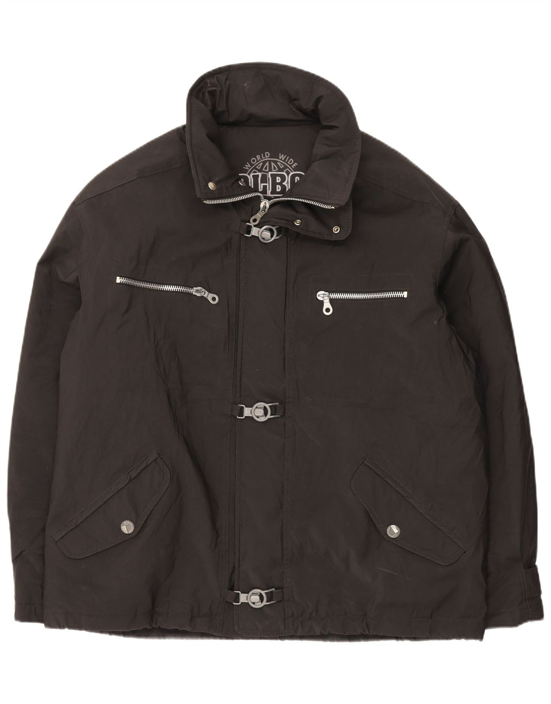Polbot Herren-Windbreakerjacke mit Kapuze, UK 44, 2XL, schwarzes Polyvinyl