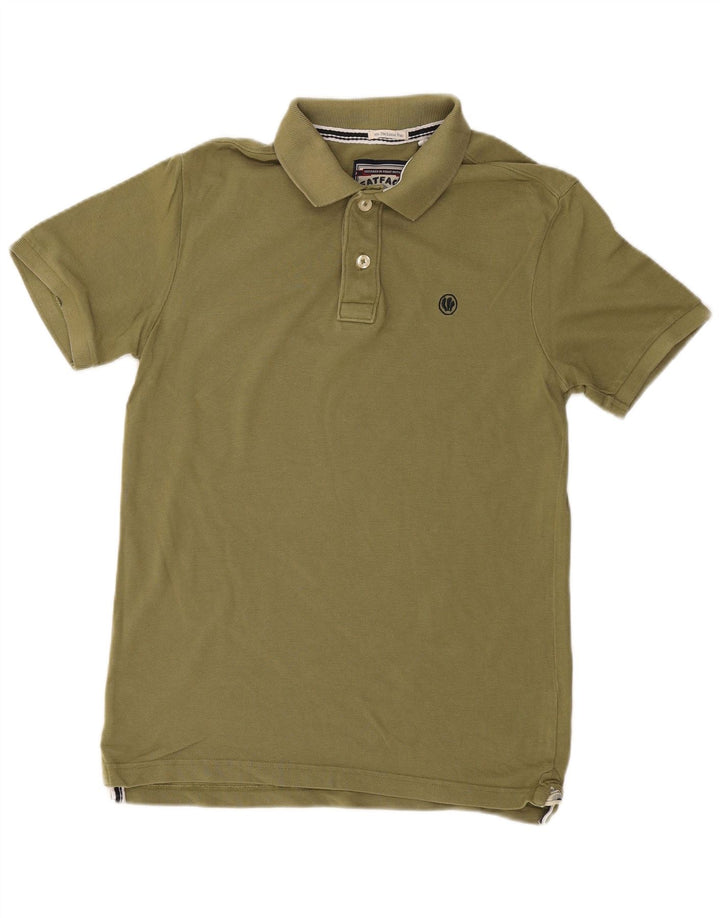 FAT FACE Mens Polo Shirt Small Green Cotton