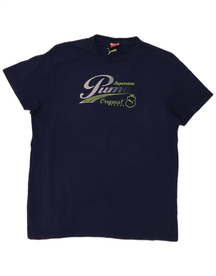 Puma Herren Grafik T-Shirt Top 2XL Marineblau