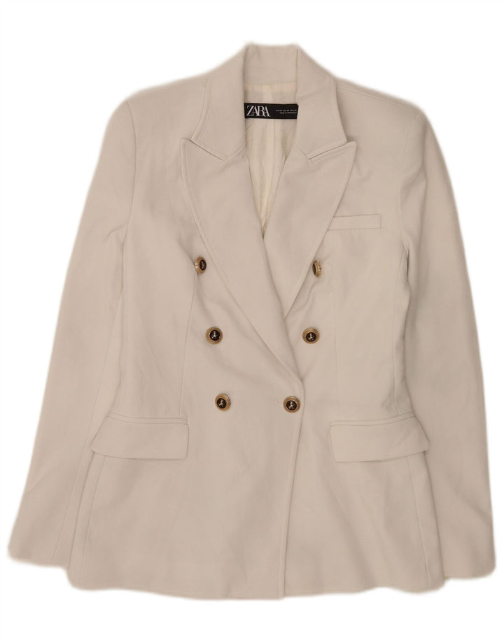 Zweireihiger Blazer für Damen von Zara, UK 6, XS, Weiß, Polyester