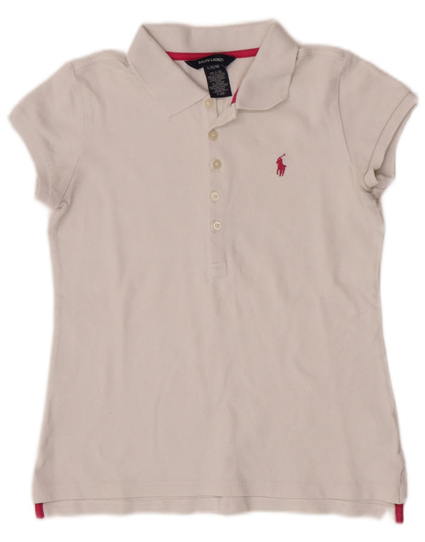 Ralph Lauren Mädchen-Poloshirt, 12–13 Jahre, groß, weiße Baumwolle