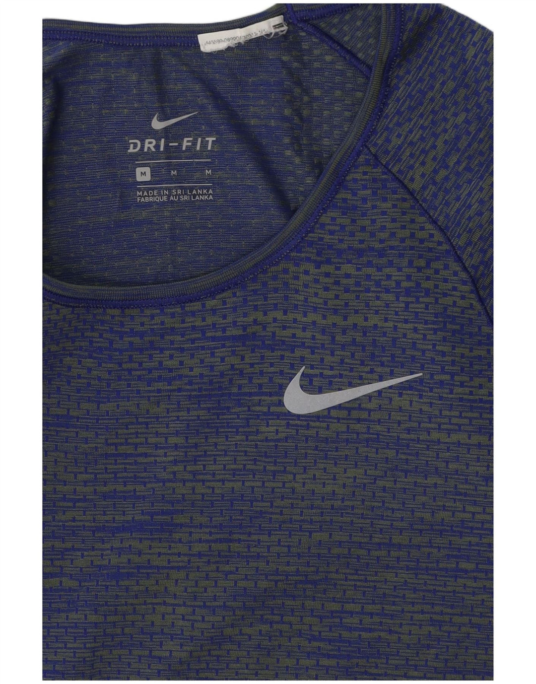 Nike Damen Dri Fit Top Langarm UK 12 Mittelblau gestreift
