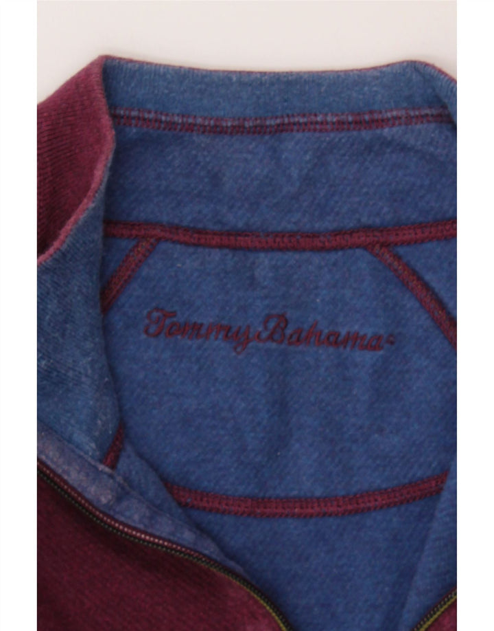 TOMMY BAHAMA Mens Zip Neck Sweatshirt Jumper Large Purple Vintage Tommy Bahama and Second-Hand Tommy Bahama from Messina Hembry 