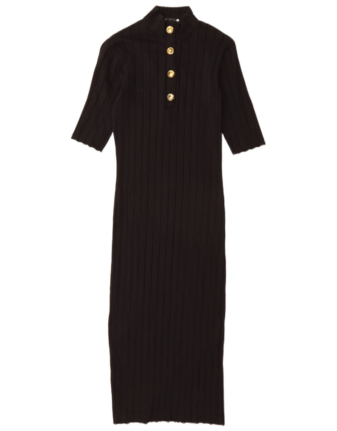 Zara Damen-Kleid mit kurzen Ärmeln, figurbetont, UK 12, mittelschwarz, Baumwolle