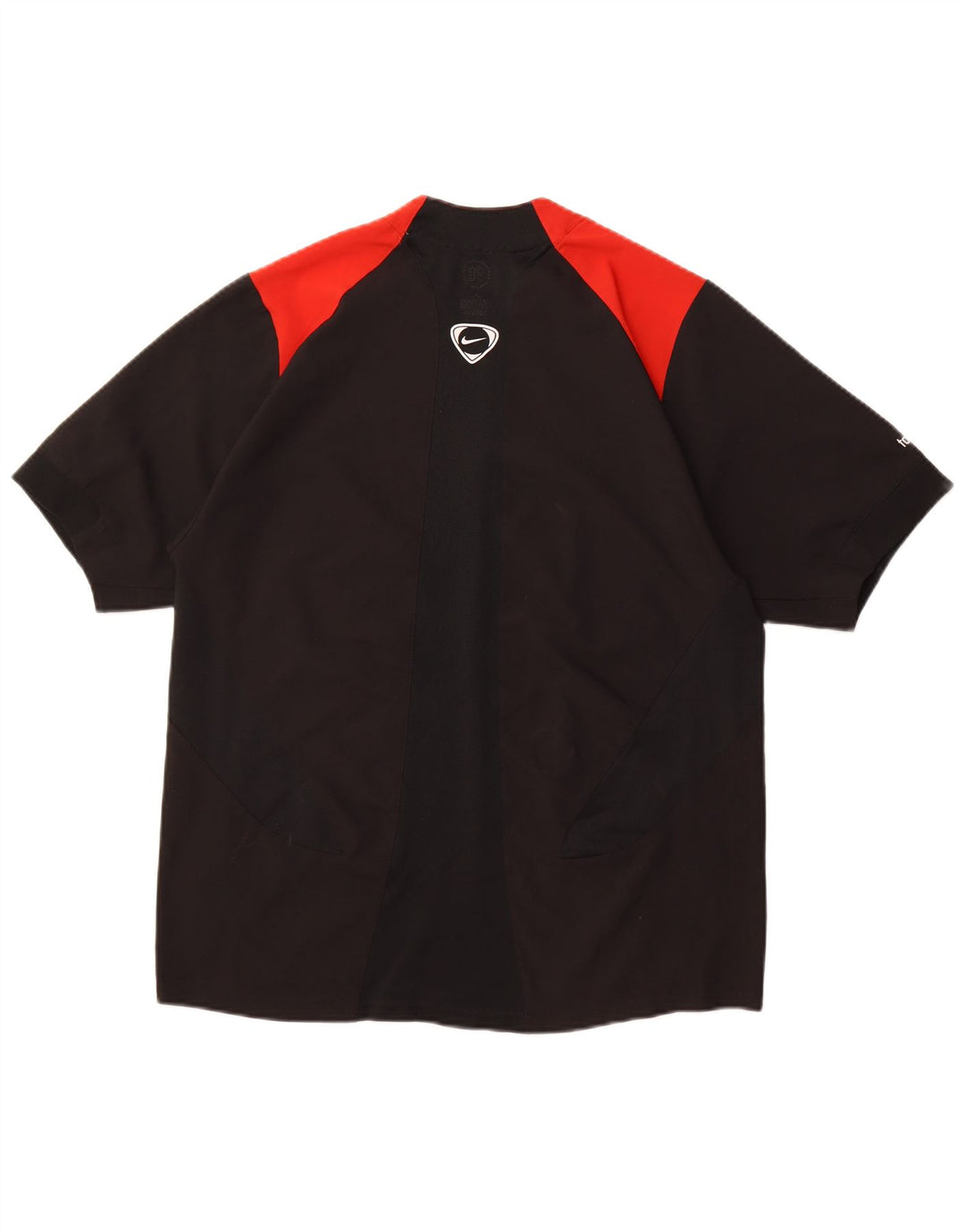 NIKE Herren Dri Fit T-Shirt Top UK 42/44 Großes schwarzes Colourblock-Polyester