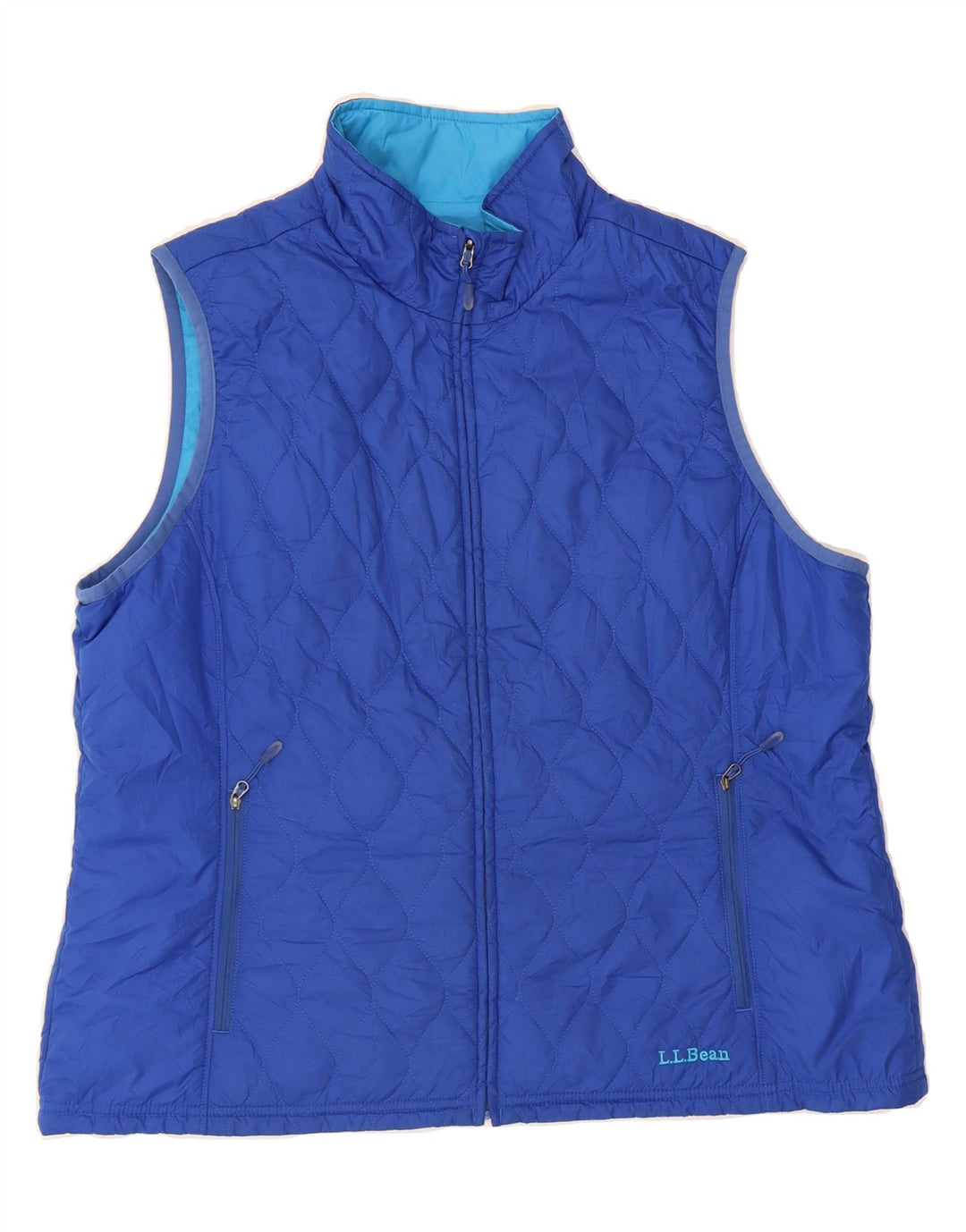 L.L.BEAN Womens Quilted Reversible Gilet UK 18 XL Blue Polyester Vintage L.L.Bean and Second-Hand L.L.Bean from Messina Hembry 