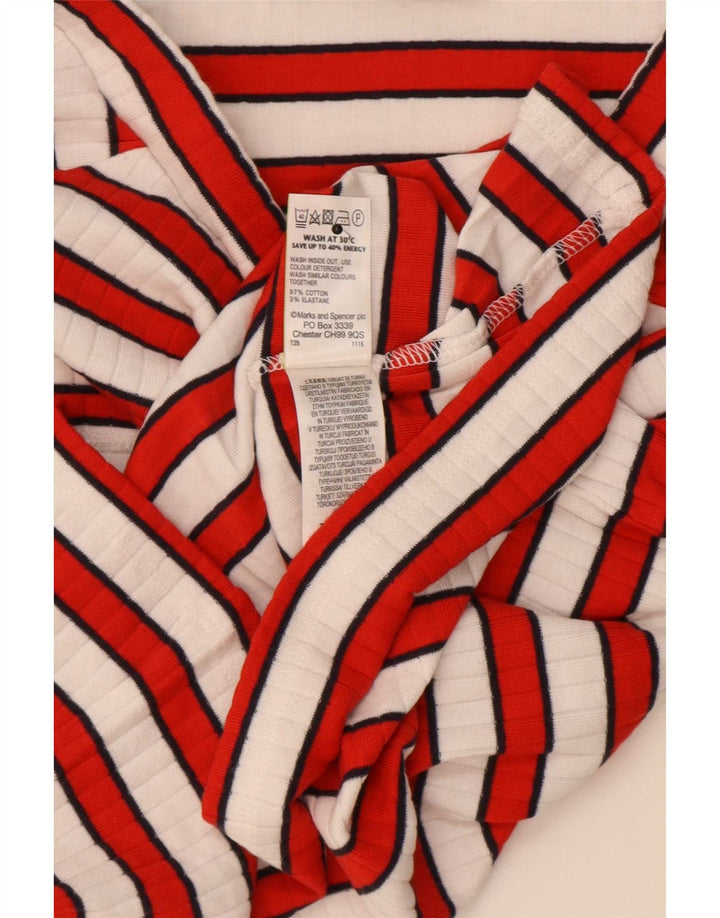 Schulterfreies Top für Damen von Marks & Spencer, 3/4-Ärmel, UK-Größe 12, mittelrot gestreift