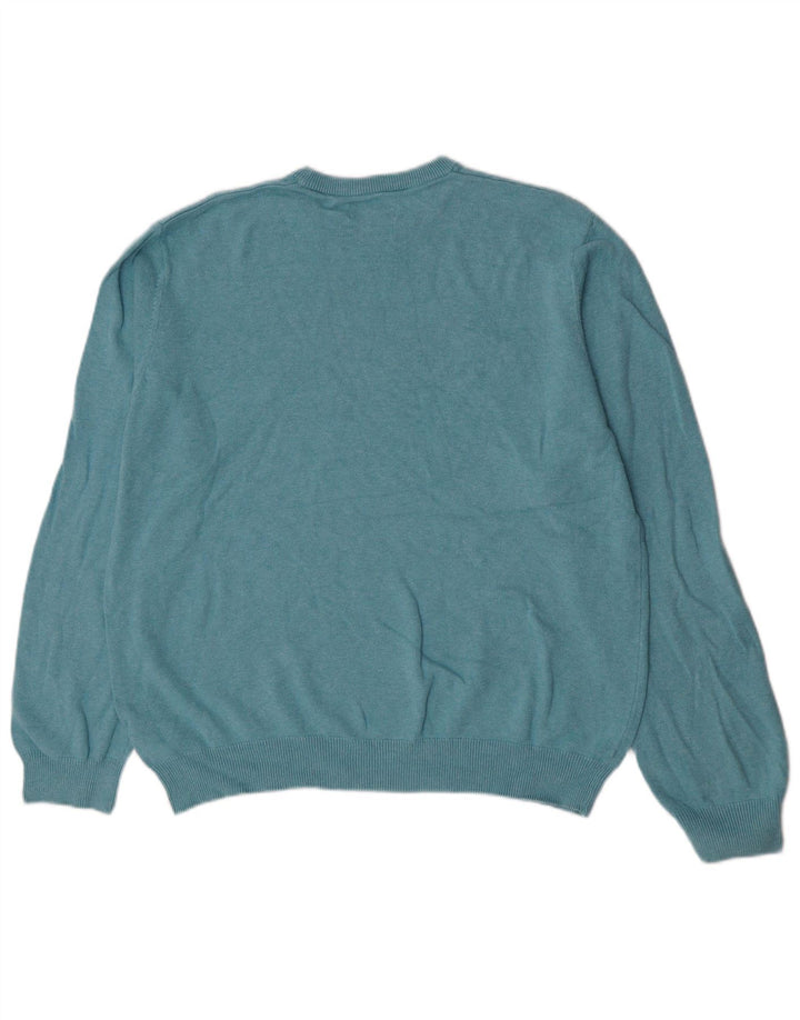 Marks & Spencer Herren-Pullover mit Rundhalsausschnitt, XL, blaue Baumwolle
