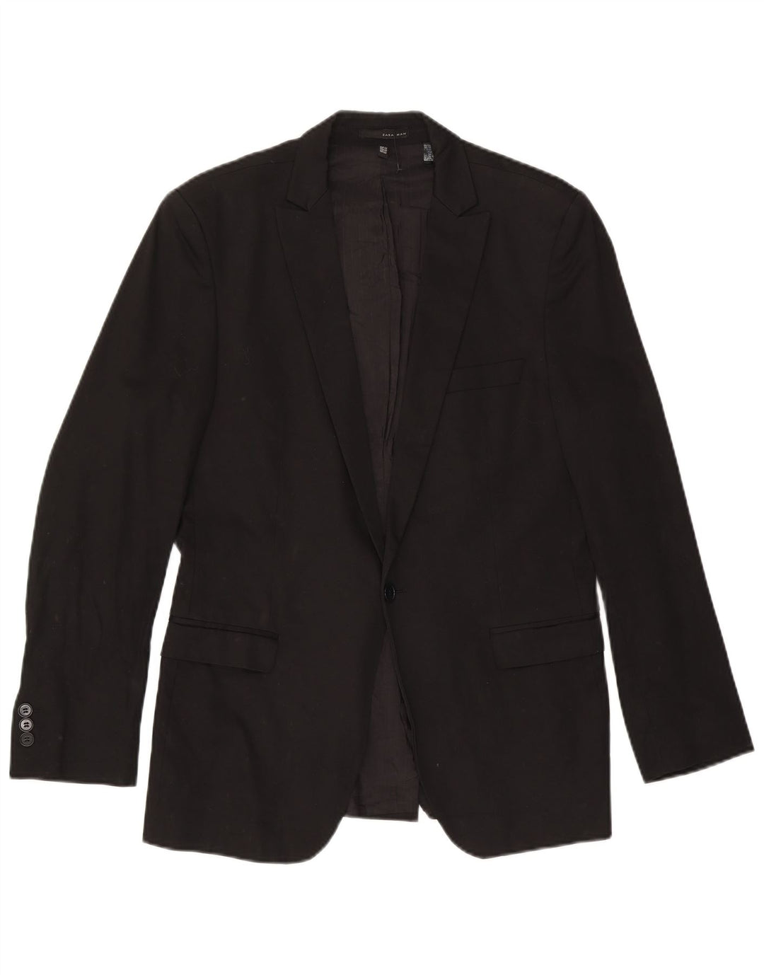 Zara Herren-Blazer mit 1 Knopf, EU 50, mittelschwarze Baumwolle