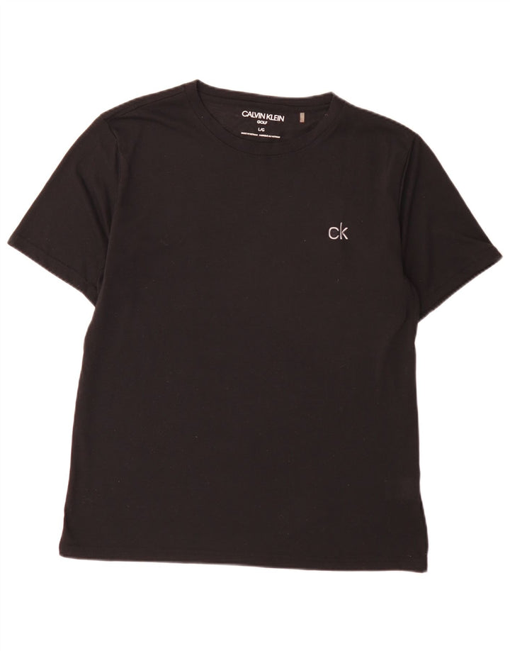 Calvin Klein Herren Golf T-Shirt Top Large Schwarz Polyester