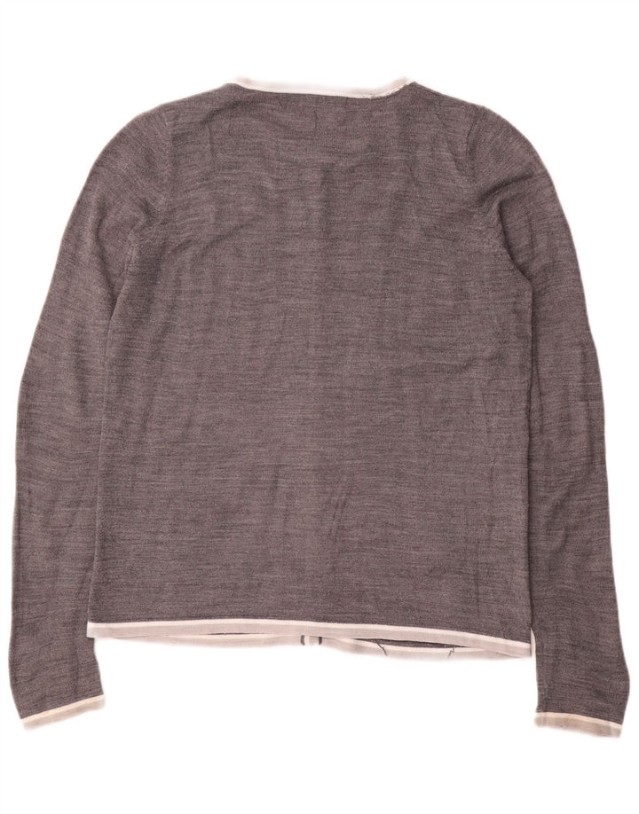 Zara Damen-Cardigan-Pullover UK 14 Mittelgraues Acryl