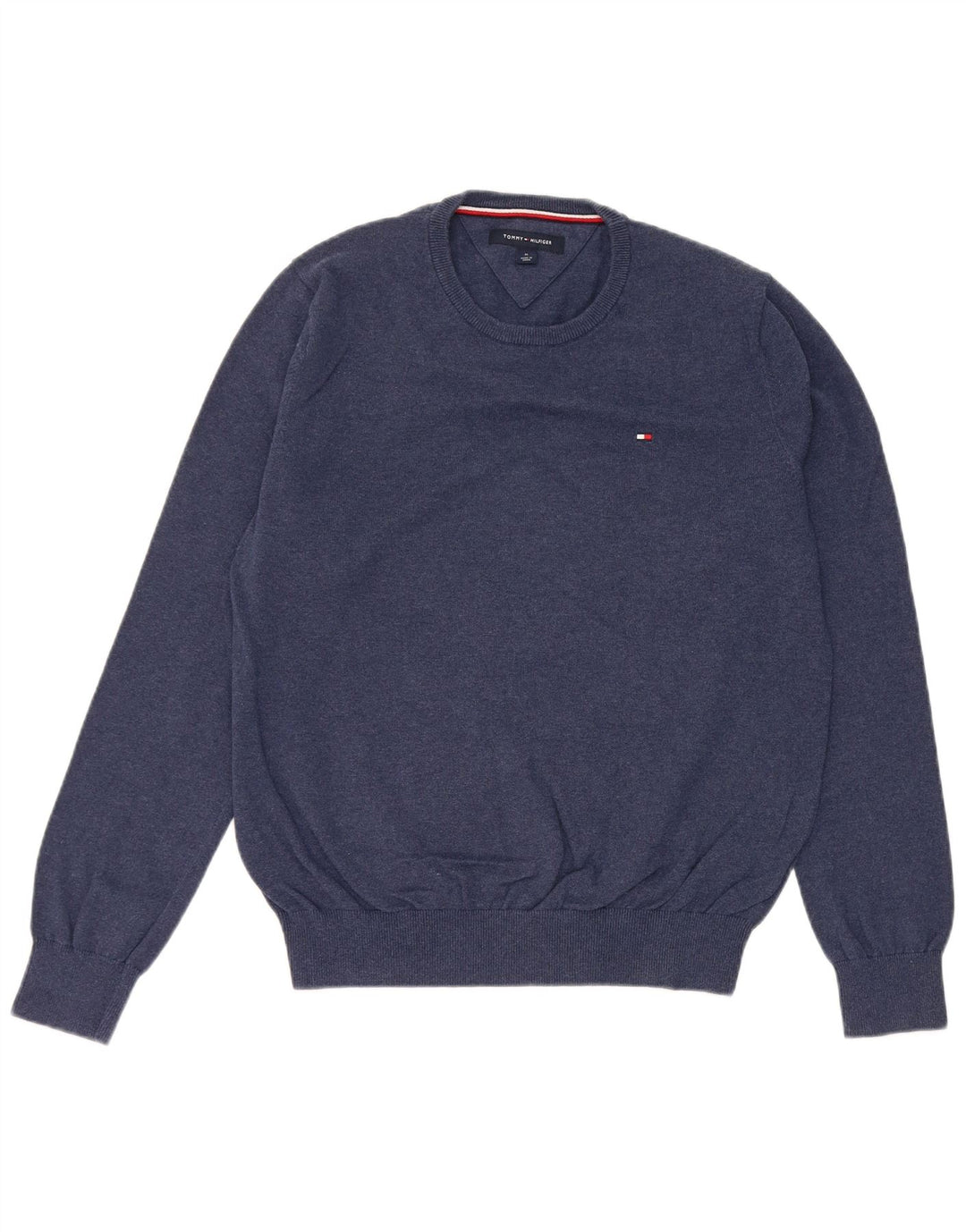 Tommy Hilfiger Herren-Pullover mit Rundhalsausschnitt, mittlere marineblaue Baumwolle