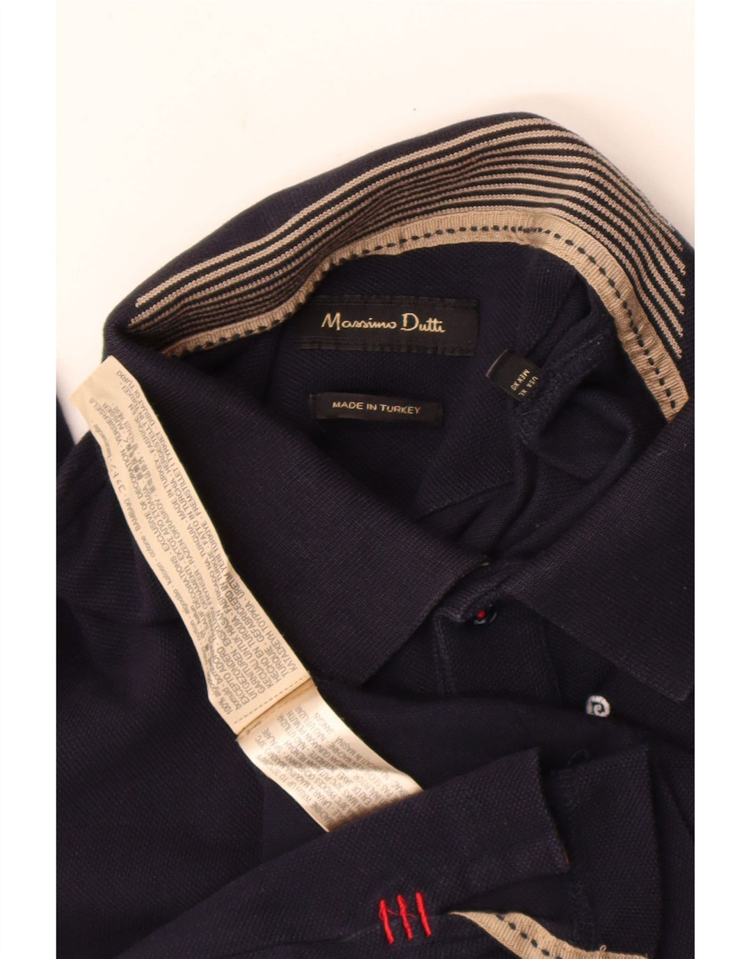 Massimo Dutti Herren-Poloshirt mit Grafik, XL, Marineblau, Baumwolle
