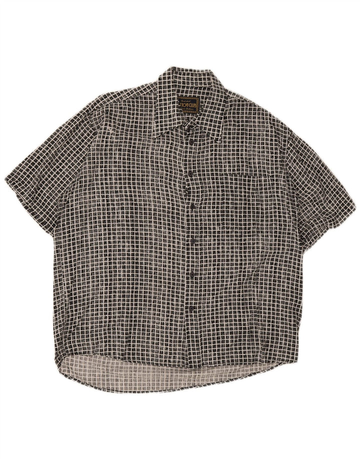 Cotton Club Herren Kurzarmhemd Large Black Gingham