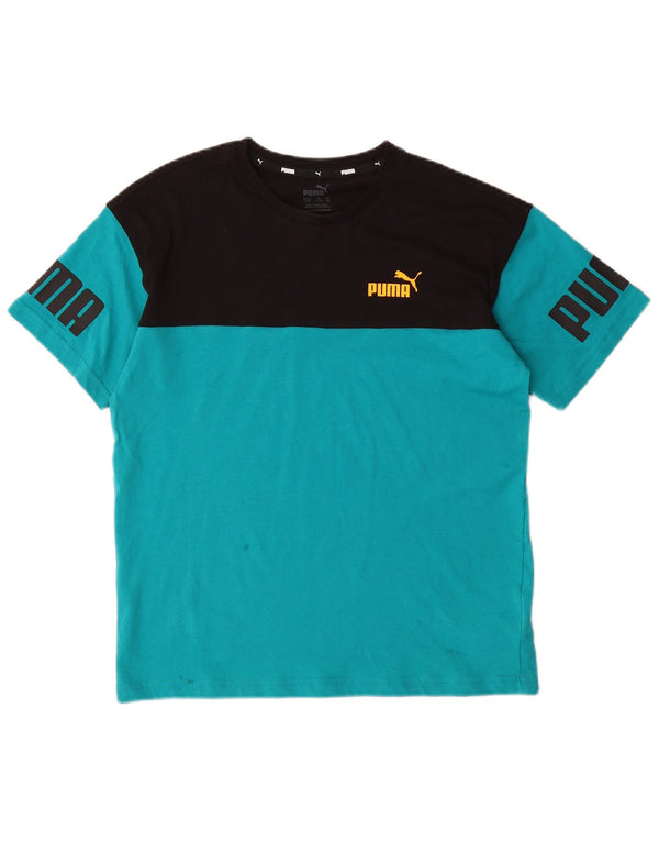 Puma Boys Graphic T-Shirt Top 13-14 Years Blue Colourblock Cotton