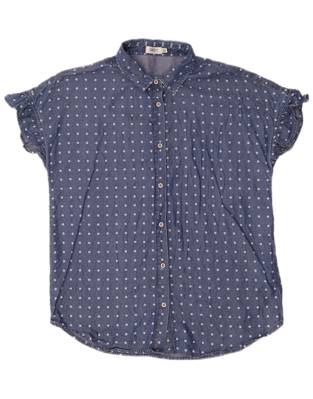 Dack's Kurzarm-Hemdbluse für Damen, UK 14, mittleres Marineblau mit Punkten