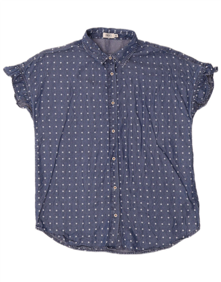 Dack's Kurzarm-Hemdbluse für Damen, UK 14, mittleres Marineblau mit Punkten