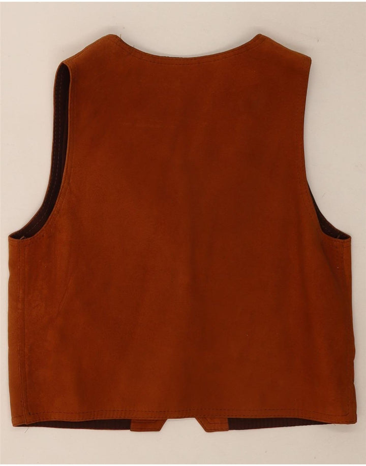 Vintage Damen Crop Weste UK 10 Klein Braun
