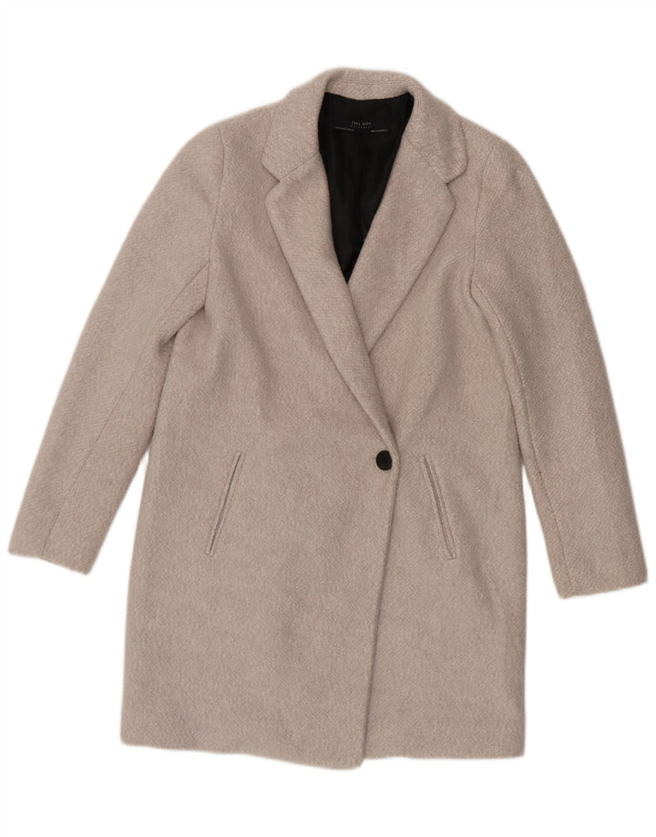 ZARA Damen Übergroßer Mantel UK 6 XS Graue Baumwolle