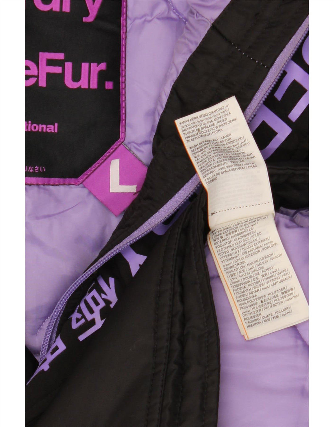 Superdry Damen-Parka mit Kapuze, UK 16, Größe L, Schwarz, Nylon, Winter