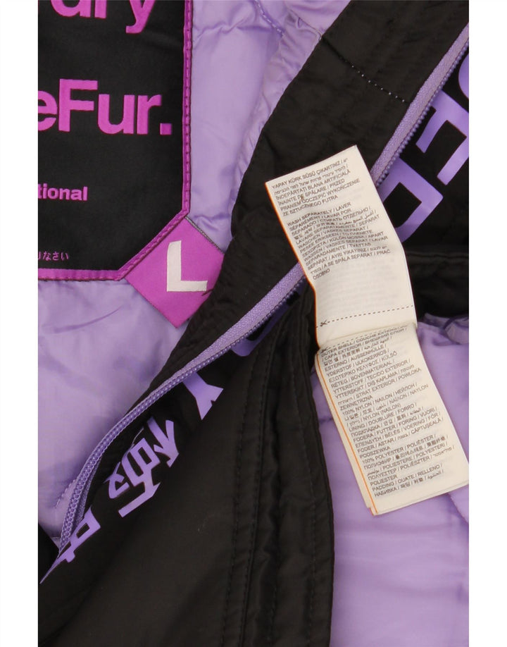 Superdry Damen-Parka mit Kapuze, UK 16, Größe L, Schwarz, Nylon, Winter