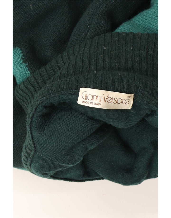 Gianni Versace Herren-Pullover mit Rollkragen, Mittelgrün, Farbblock