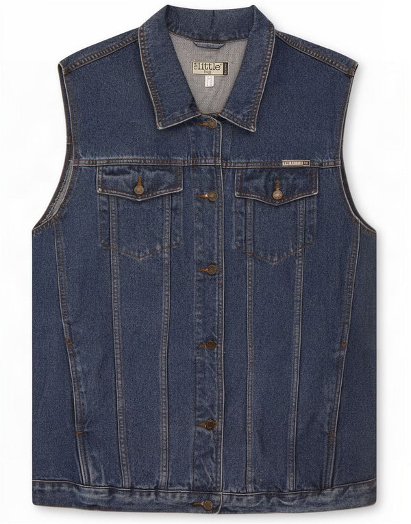 Vintage Damen Jeansweste UK 24 4XL Blaue Baumwolle