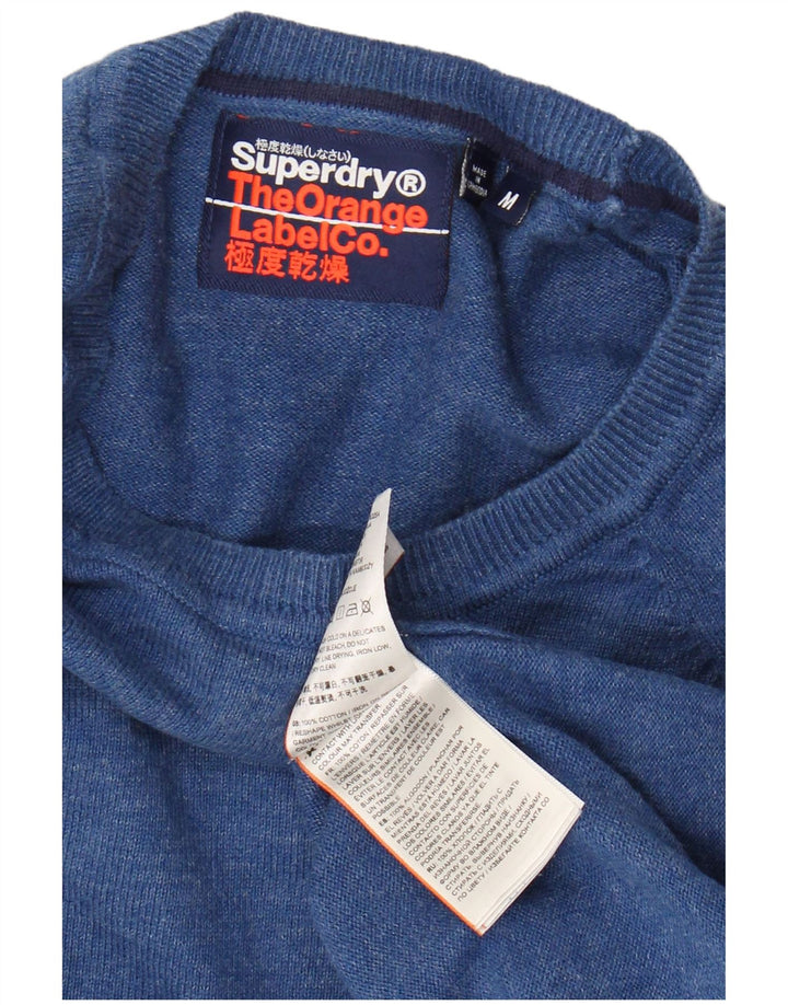 SUPERDRY Herren-Pullover mit U-Boot-Ausschnitt, mittelblaue Baumwolle