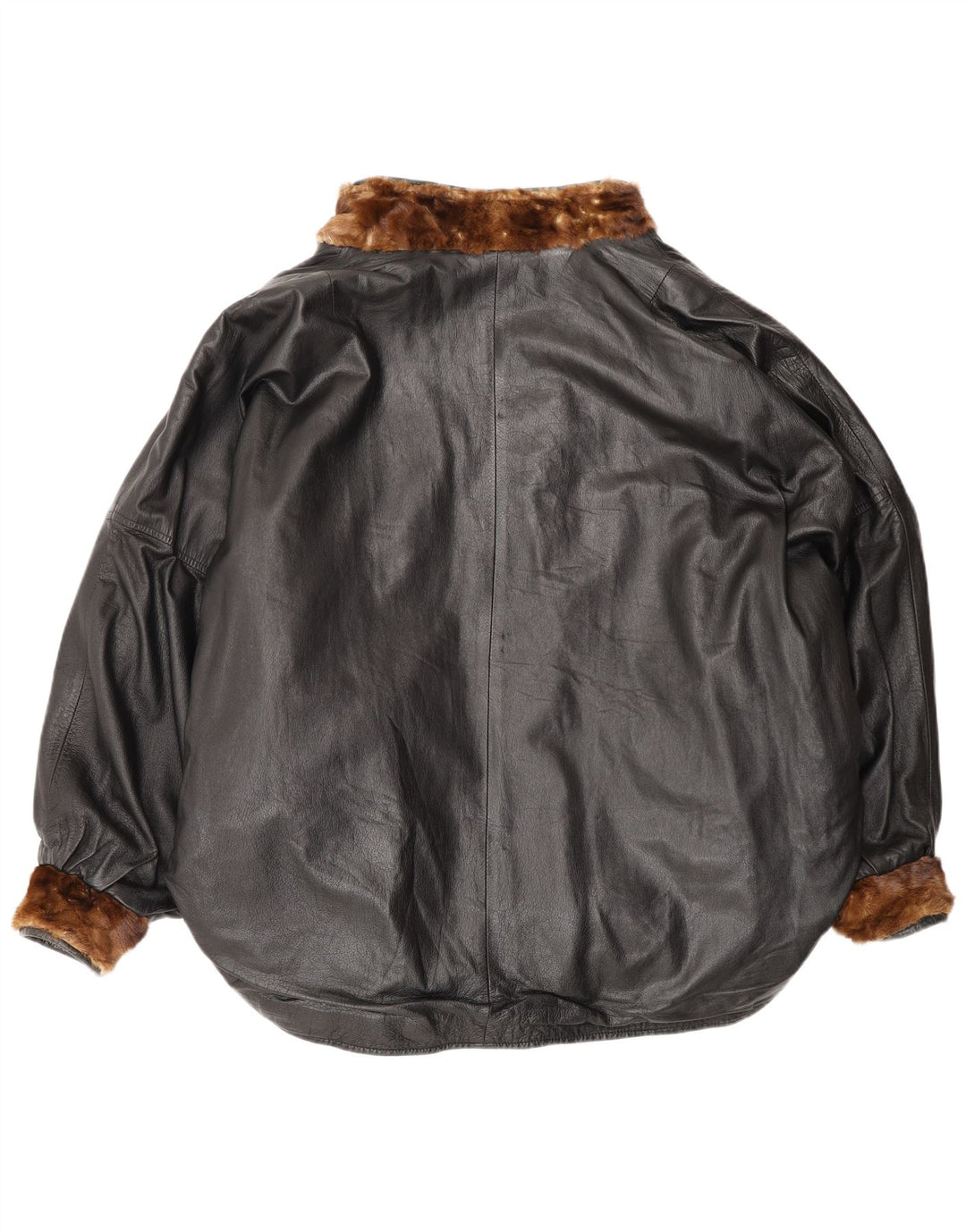 Vintage Damen Leder-Oversize-Wendejacke UK 20 2XL Braun