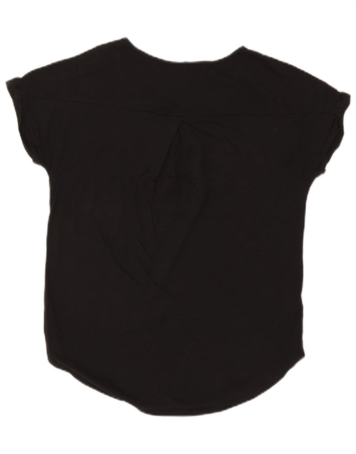 EDDIE BAUER Damen Übergroßes T-Shirt Top UK 6 XS Schwarze Baumwolle