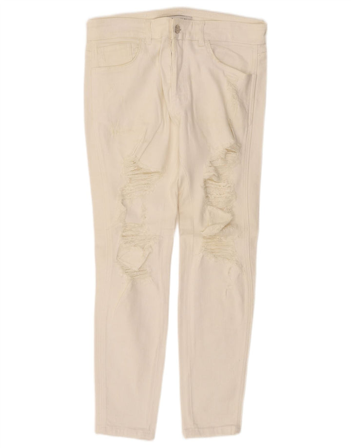 Zara Herren Distressed Slim Jeans EU 40 Medium W31 L27 Off White