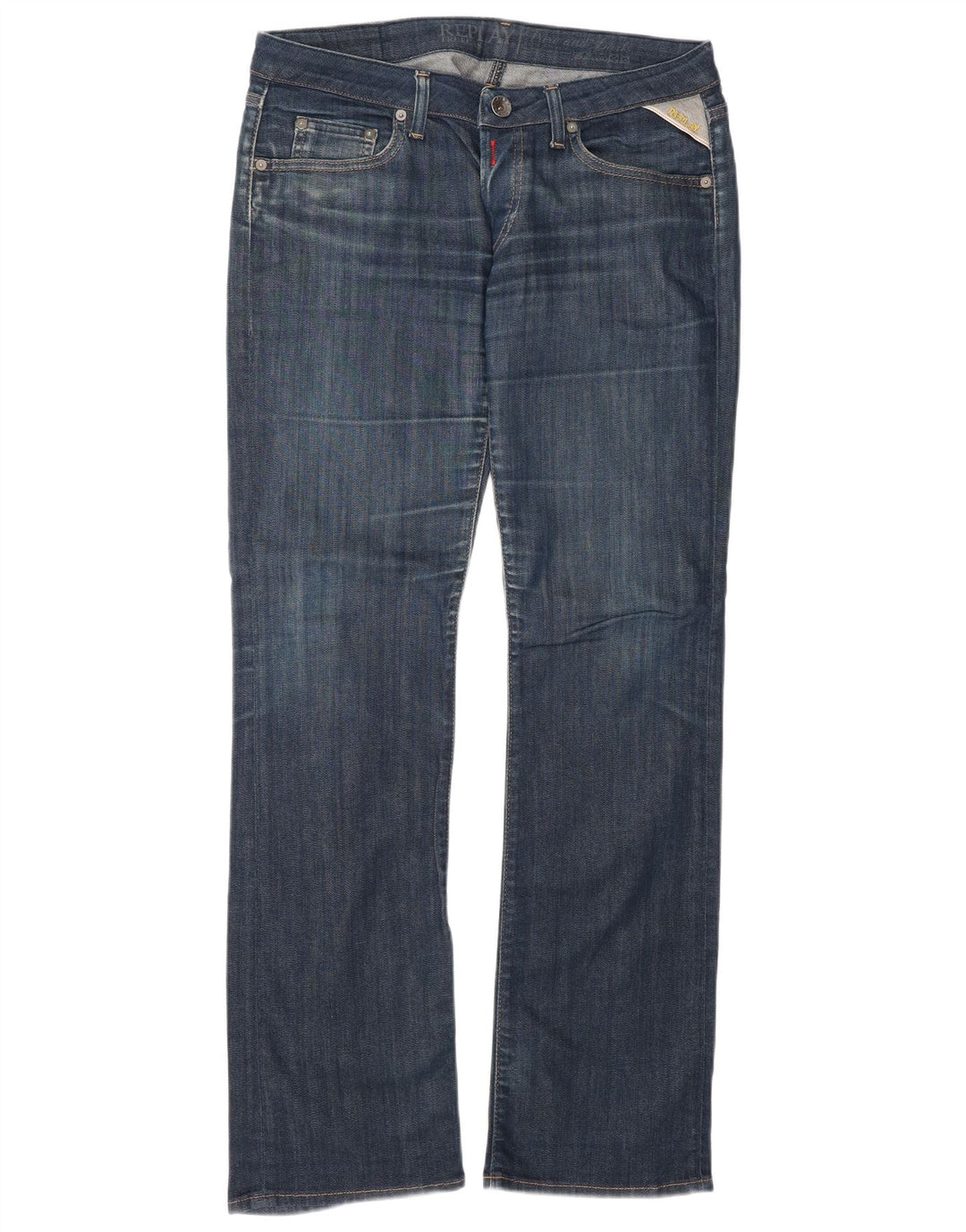 Replay Damen Bootcut Jeans W30 L32 Marineblau Baumwolle