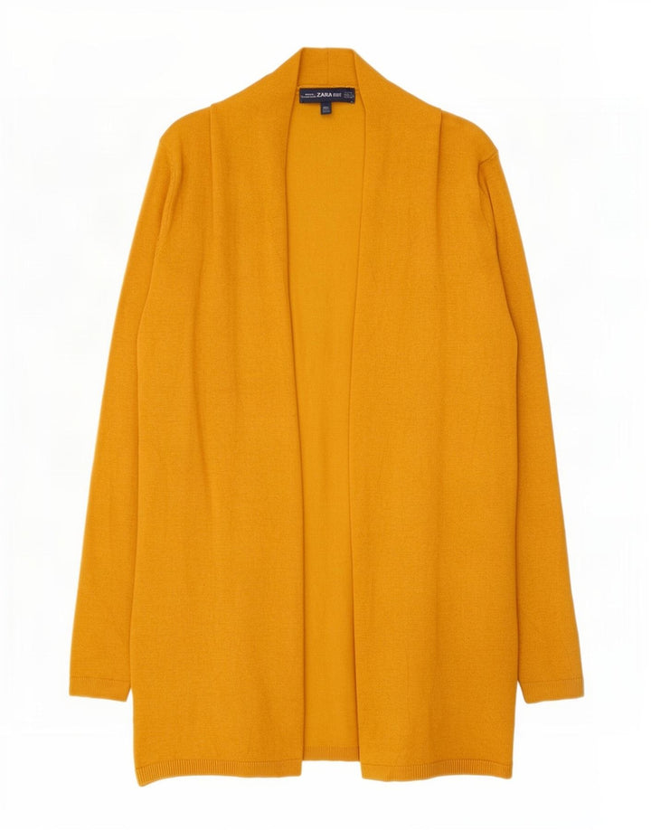 Offener Cardigan-Pullover für Damen von Zara, Gr. 10, klein, gelbe Viskose
