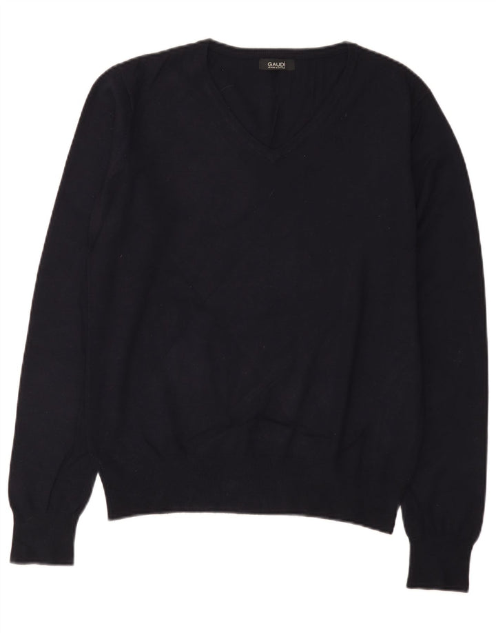 Gaudi Damen-Pullover mit V-Ausschnitt, UK 14, mittlere marineblaue Viskose