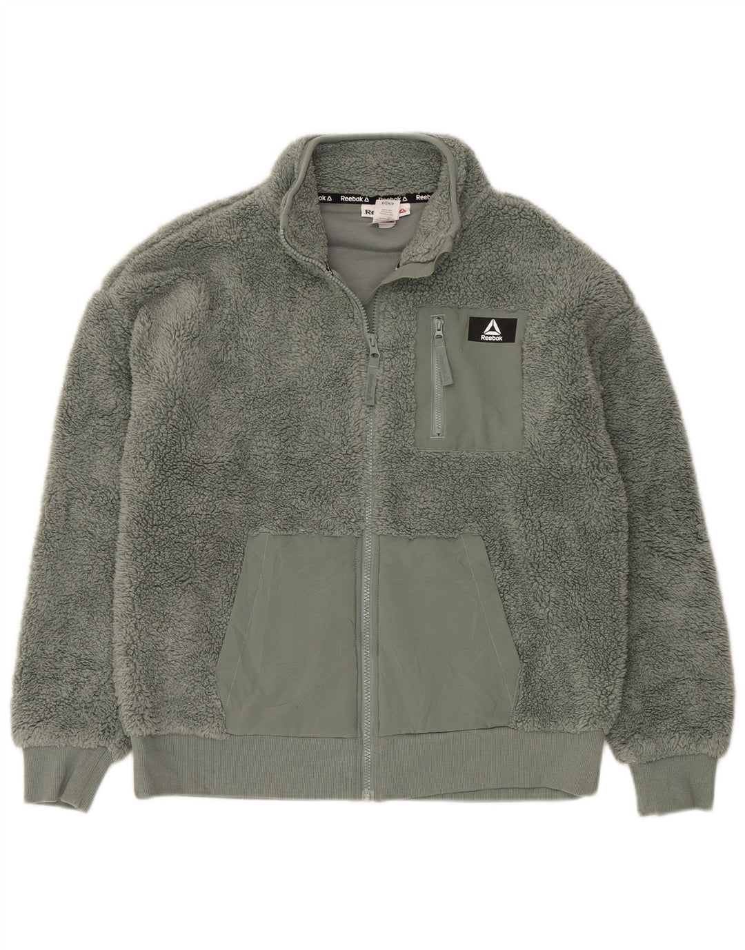 Reebok Damen Übergroße Fleecejacke UK 10 Small Grün Polyester