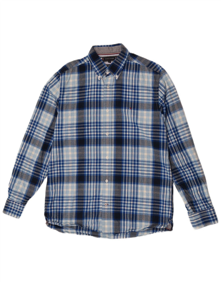 Tommy Hilfiger Herren-Hemd mit normaler Passform, groß, blau, kariert, Baumwolle