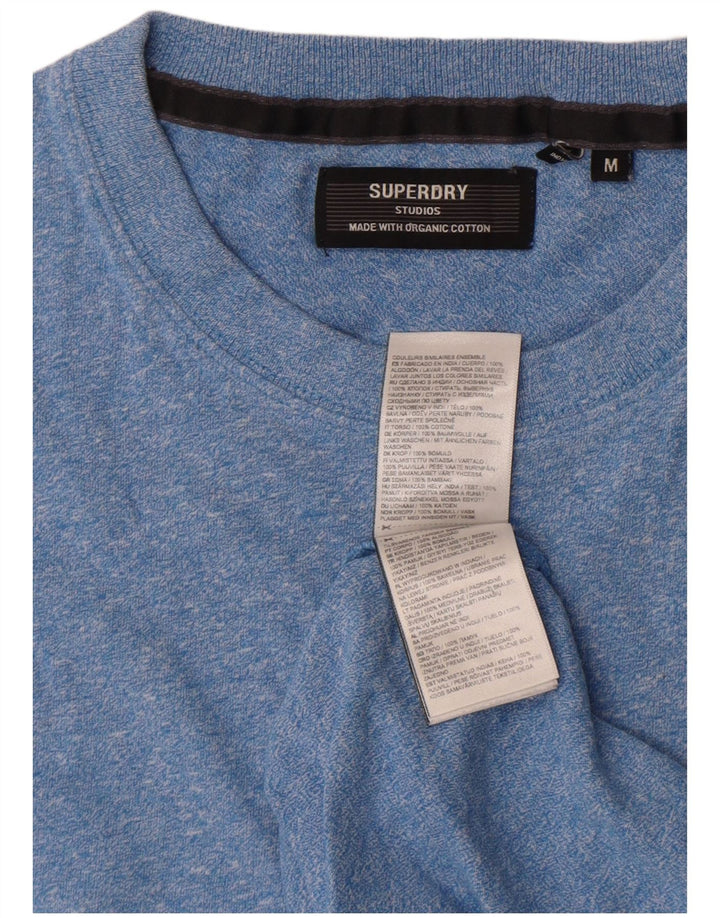 Superdry Herren T-Shirt-Oberteil aus mittelblau gefleckter Baumwolle