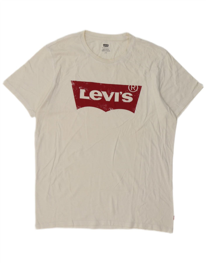 Levi's Herren-T-Shirt mit Grafik, Größe L, Weiß