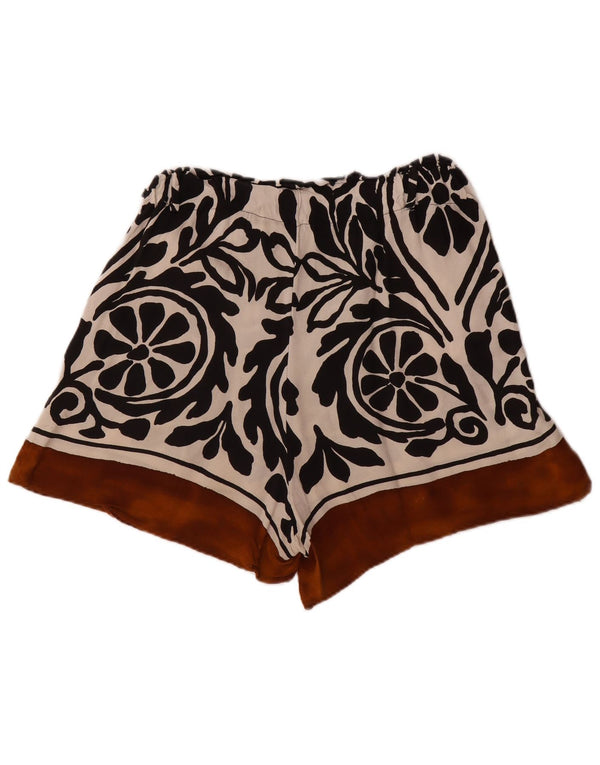 Zara Damen-Shorts mit hoher Taille, lässig, Größe L, W30, schwarze Paisley-Viskose