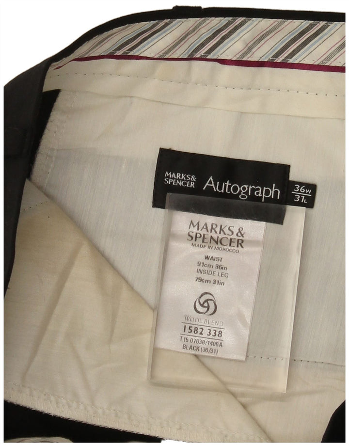 Marks & Spencer Herren Autograph Gerade Anzughose W36 L31 Schwarz