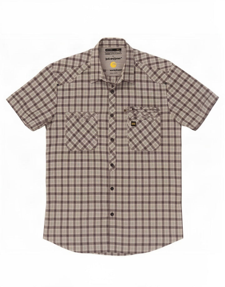 Jack & Jones Herren-Kurzarmhemd aus mittelgrauer Karo-Baumwolle