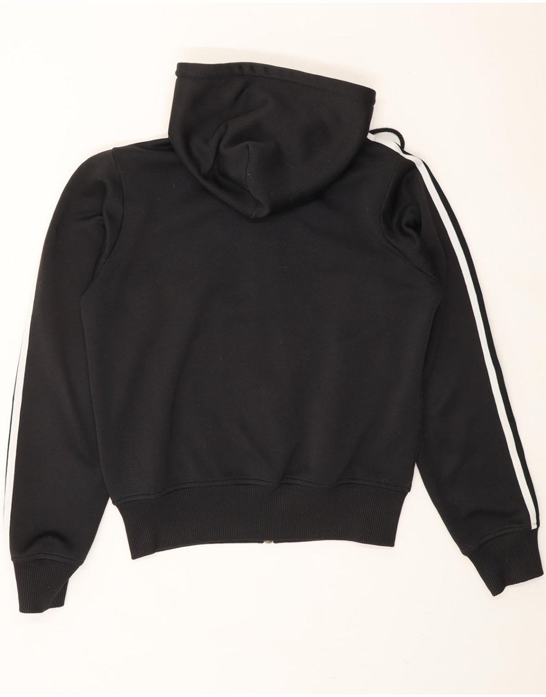 ADIDAS Womens Graphic Zip Hoodie Sweater UK 14 Large Black Polyester Vintage Adidas and Second-Hand Adidas from Messina Hembry 