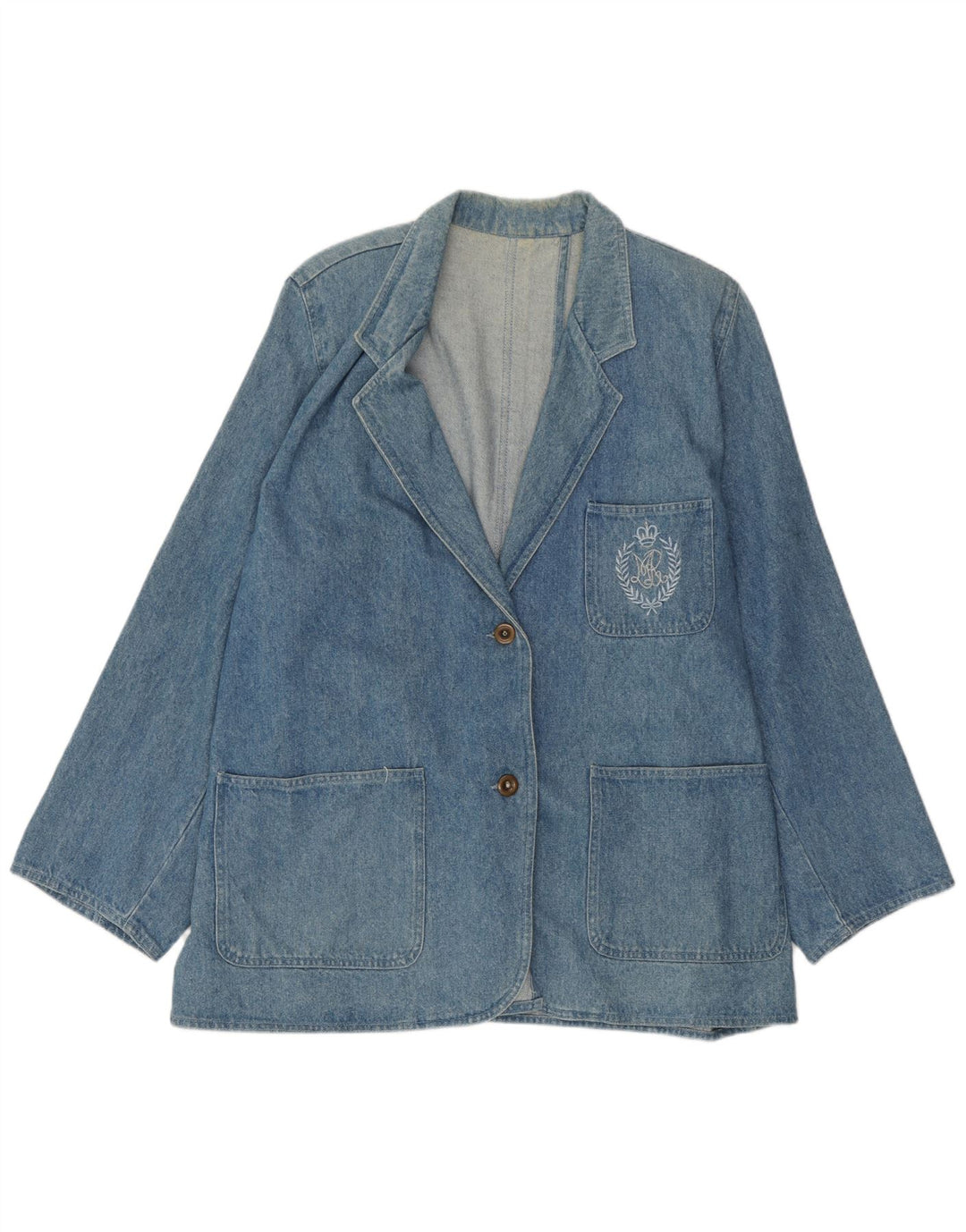 Vintage Damen 2 Knopf Jeans Blazer Jacke UK 18 XL Blau
