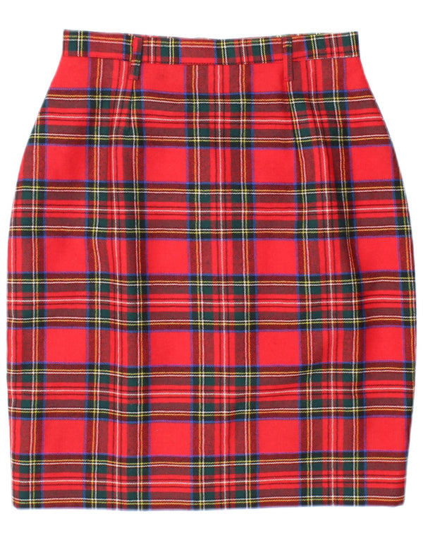 Vintage Damen Bleistiftrock mit hoher Taille IT 46 Groß W26 Rot kariert