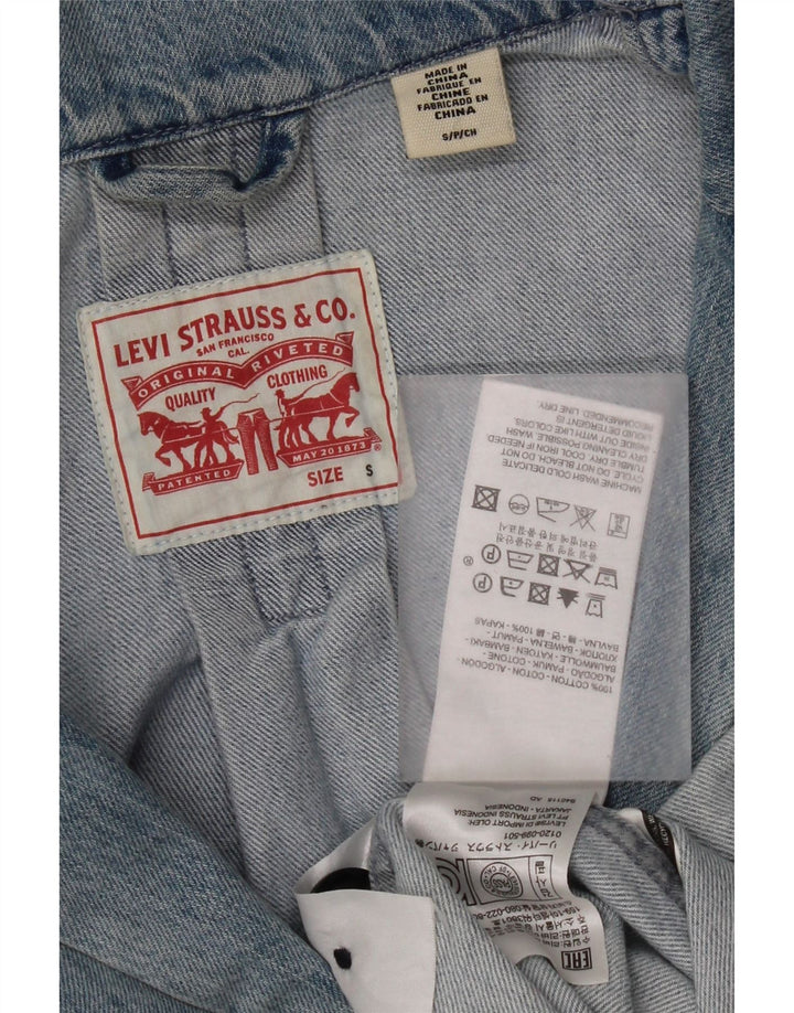 Levi's Damen-Jeansmantel in Distressed-Optik, übergroß, UK 10, Größe S, Blau, Baumwolle