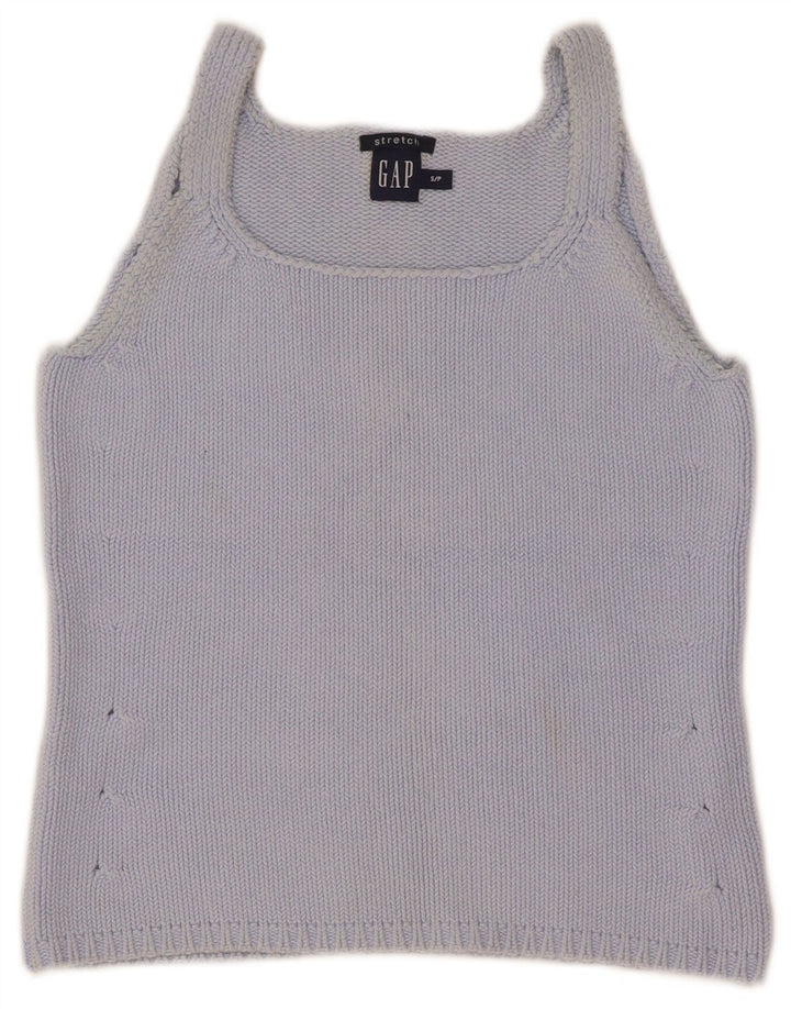 Gap Damen Crop Knit Cami Top UK 8 Small Blaue Baumwolle