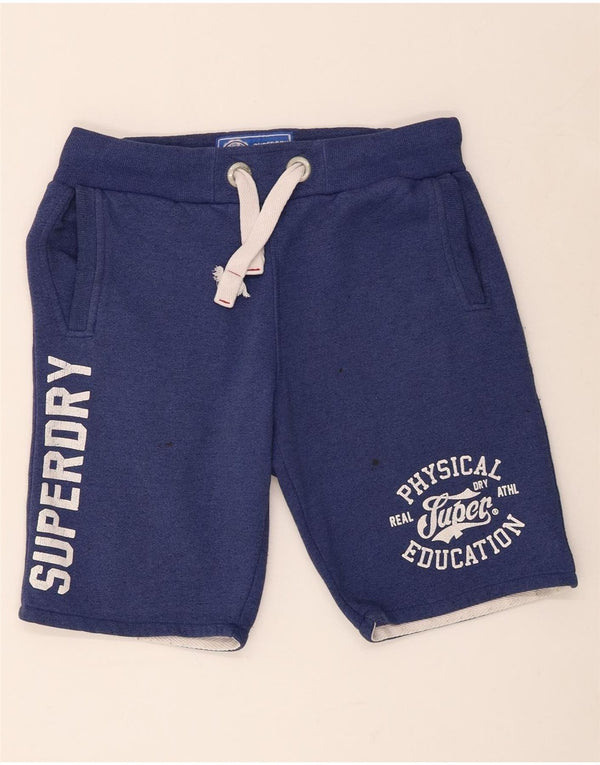 Superdry Herren Grafik-Sportshorts aus mittelblauer Baumwolle