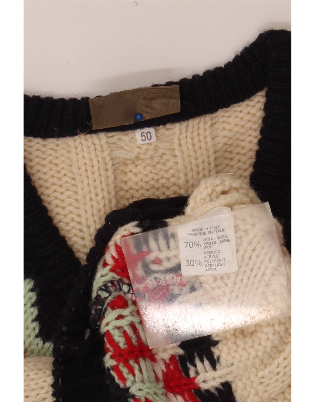 SEVRES Herren-Pullover mit V-Ausschnitt IT 50 Mittelbeige Fair-Isle-Wolle